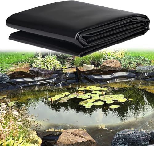 MISKYN Teichfolie,Gartenteich Teichplane,Große Fischteichfolie,Schwarze Folie Garten,Teichfolie 3X3m,Baufolie Extra Stark,Für Fischteiche,Brunnen,Wassergarten Und Wasserfall,7 * 8m