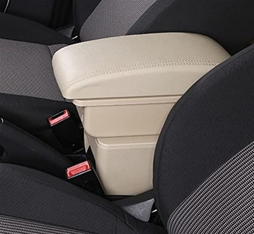 caja almacenamiento coche Reposabrazos De Coche USB Caja De Almacenamiento De Contenido Central Con Portavasos Cenicero Accesorios Interiores Para Asiento Para Ibiza 6j 6L ( Color : C4 Beige NO USB )
