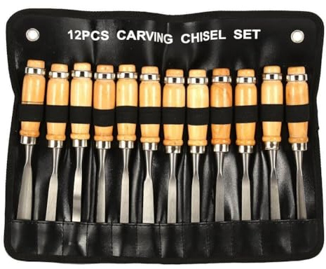 topolenashop SET 12 PZ SGORBIE PER INTAGLIO SCALPELLI SCALPELLINI UTENSILI LEGNO Art.01020