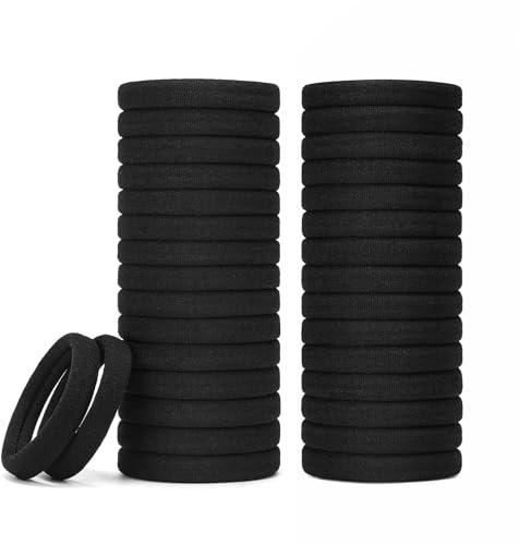 Mia Klein Hair Ties Black 100Count Extra Thick 5CM, Bulk Elastic Hair Bands for Thick Heavy Hair, Seamless Hair Accessories for Girls Women, Ponytail Holder (Black)