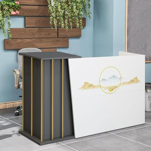 XNKLPY Modern Empfangstheke Rezeption, Empfangstresen Klein Kassentisch mit Abschließbare Schubladen, Verkaufstheke Ladentheke Tresen mit 4 Stauräumen, für Firmenhallen Hotelrezeptionen