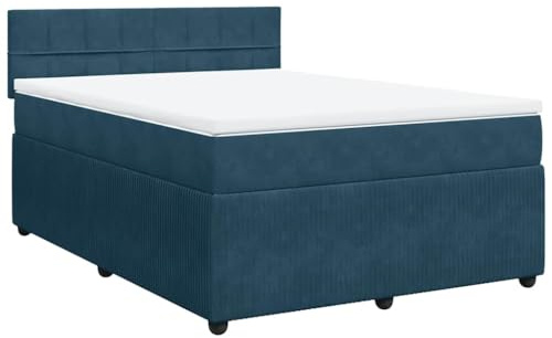 vidaXL Boxspringbett mit Matratze Blau 140x200 cm Samt