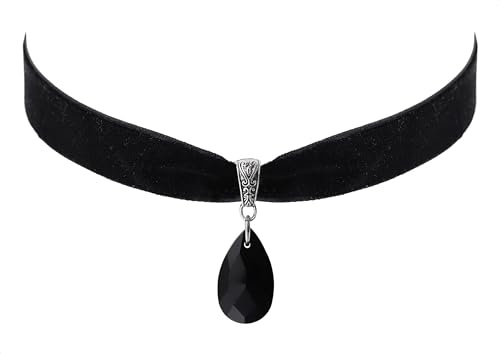 Hanary Gothic Schwarzes Herz Choker Halskette, Schwarzer Samt Choker, Gothic Choker