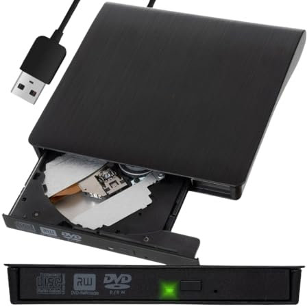 Generico Masterizzatore CD/DVD Esterno, Lettore CD DVD Esterno PC Portatile Unità Esterna USB 3.0 DVD-R CD-RW Ultra Slim Laptop Compatibile con Windows 98/ME/ 2000/XP/Vista/7/8/10/11 Mac Linux