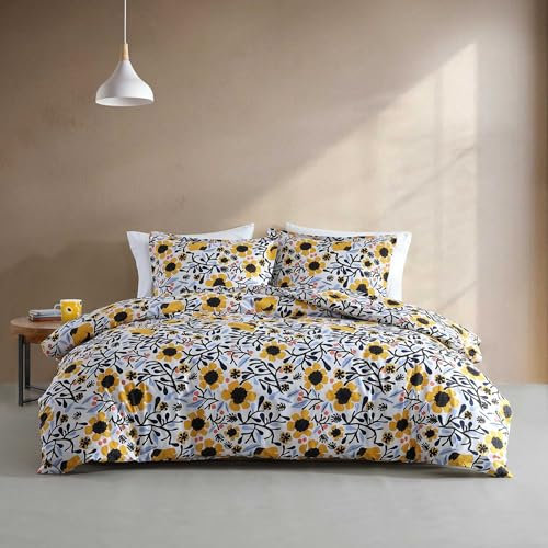 MARIMEKKO Kingsize-Bettbezug-Set, Baumwoll-Perkal, wendbare Bettwäsche mit passenden Kissenbezügen, Florale Heimdekoration (Mykero, Mehrfarbig, King-Size)