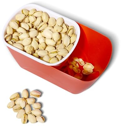 FAQQI Doppellagige Pistazienschale mit Muschelaufbewahrung | Obere Snackschale mit unterem Schalenfach, für Pistazien, Erdnüsse, Sonnenblumenkerne, Süßigkeiten und Partytische