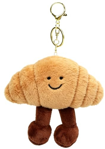 Augesak Portachiavi Peluche con Ciondolo a forma di Croissant
