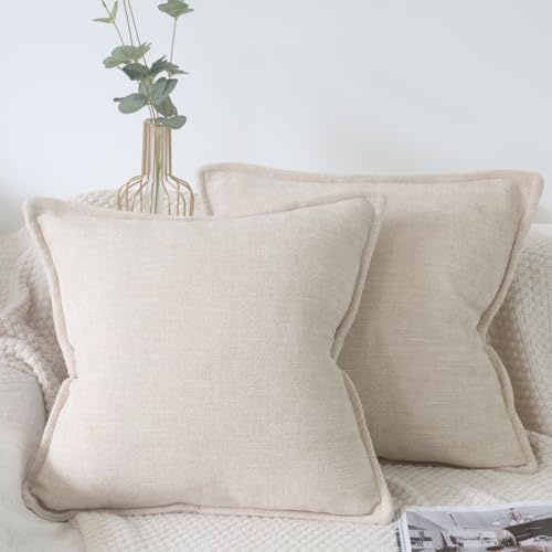 OYIMUA Beige Kissenbezug 40x40 Chenille 2er Set Kissenbezüge Deko Sofakissen Edel Luxus Kuschelkissen Weich Kissenhüllen Wohnzimmer Schlafzimmer
