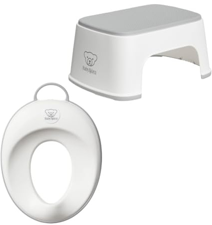 Toilet Training Seat, White/Grey + Step Stool, White/Grey