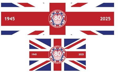 VE Day 80th Anniversary Bar Mat Runner – Union Jack Pub Runner – 1945-2025 Victory in Europe Day Party Decoration – Special Edition Remembrance Accessory (Design 1, Large - 880mm x 250mm)