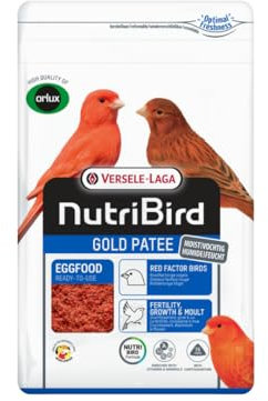 Versele-Laga NutriBird Gold Patee Aves Factor Rojo | 1 kg | Alimento Preparado con Huevo para Canarios Rojos y Otras Aves Ornamentales Rojas | Humedecido con Miel 100% Natural