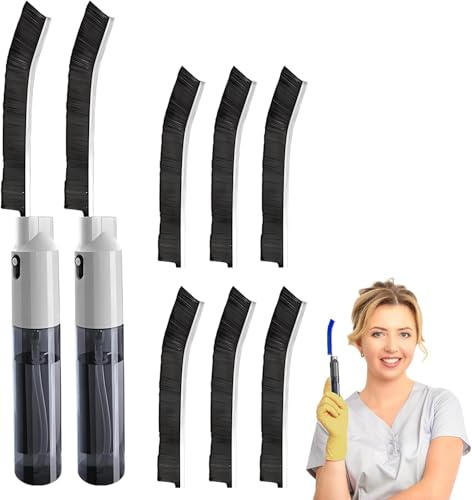 Hartborsten Ecken Reinigungsbürste, 2025 Fugenreinigungsbürste Mit Gießkanne, Fugenbürste, 2-in-1-Reinigungsbürste, Fugenreiniger Fliesen Crevice Cleaning Brush, Für Dusche, Küche, Bad (2, Schwarz)