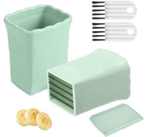 LUMOOM 2 tagliafrutta in acciaio inox, affettatrice per tazze, tazza di frutta, taglierina multifunzione, taglierina per fragole, banane e verdure (verde)