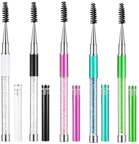 5Pcs Eyelash Brush Reusable, Eyelash Brush with Tube, Reusable Spoolie Brushes for Women Girls, Suitable for Extensions Travel Makeup (Blue Pink Green White Black)