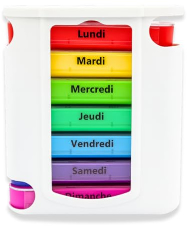 Frohbach Pilulier de 7 jours – Boîte à médicaments adaptée aux personnes âgées pour 1 semaine, sans BPA, parfaite pour les déplacements et la maison – matin, midi, soir, nuit