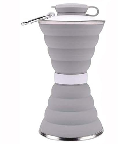 Jeorywoet Botella de Agua Plegable, Botella de Agua Plegable Silicona de Grado de alimentación con un Minimalista portátil portátil de Fugas para Deportes, Silicona