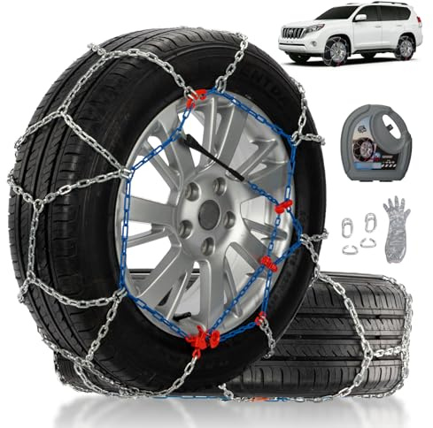 Snow Chains for Pickup Trucks & SUVs Off-road, Heavy Duty Quick Fit & Easy Installation Snow Tire Chains, Portable Reusable Emergency Tire Traction Chain, Set of 2 (HP2330)