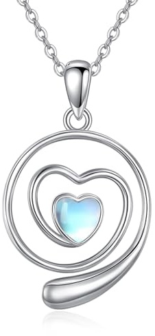 DAYLINLOVE Ringhalter-Halskette S925 Sterlingsilber Mondstein-Ringhalter-Anhänger-Halskette Mondstein-Schmuck Geschenke für Frauen