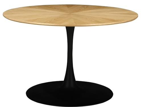 Esstisch ATELIER 120cm - schwarz natur - Metall - stabile Konstruktion | hochwertig, individuelle Maserung, Design-Highlight, natürliche Holzmerkmale, Metallgestell