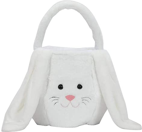 Whoasyst Cesta de huevos de Pascua, cubos de felpa para niños, bolsas de mano para regalos de caramelos, cubo de transporte, cesta de huevos de café blanco y gris, cesta para recoger huevos, granja de