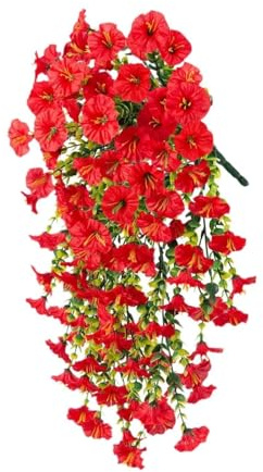 Ghirlanda di fiori artificiali da appendere per tutti i giorni, non appassisce mai, primaverile, a goccia, festone per decorazione da parete per anniversario, colore: rosso