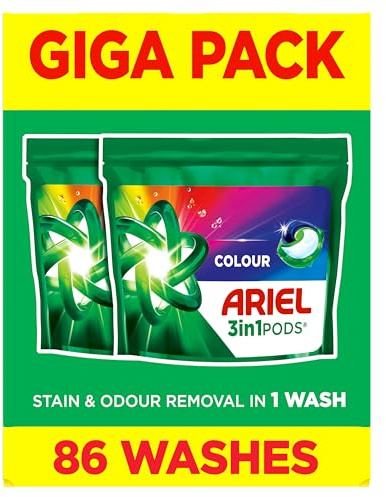 Ariel 3in1 Pods Colour, Laundry Detergent Capsules, 86 Washes, Powerful Stain Removal & Colour Protection