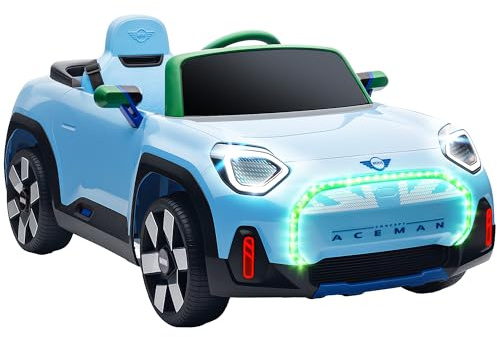 AIYAPLAY Coche Eléctrico para Niños Mini Concept Aceman 12V Bluetooth Azul | de +3 Años, Coche de Batería, Mando a Distancia 2,4 G, Motor Doble, Suspensión Trasera, Faros, Música, USB