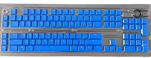 FRTEFSQ ABS tangentkåpor set kompatibelt med G813/G815/G913/G915 TKL, 109 knappar, genomskinlig, QWERTY USA-layout, mekanisk, RGB (blå)
