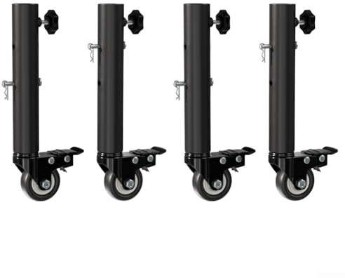 Ruedas de soporte ajustables con frenos, patas de acero resistentes giratorias de 360° para sofá, cama, mesa, armario, negro, paquete de 4