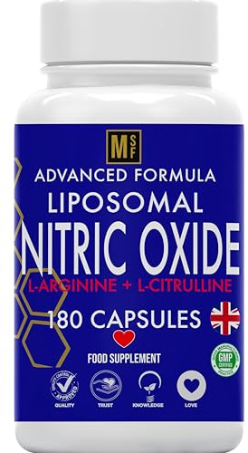 Nitric Oxide Supplement | L-Arginine, L-Citrulline & Beetroot Complex | 180 Capsules | 3 Month Supply, 2-A-Day | Liposomal Max Absorption | Energy, Circulation & Muscle Recovery Support | UK Company