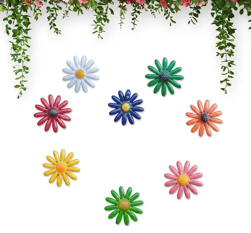 WORUIB Garden Wall Art, Garden Wall Decorations, Outdoor Wall Art, Set of 8 Metal Garden Ornaments, Weather Resistant Outdoor Decorations for Patio and Garden Decor