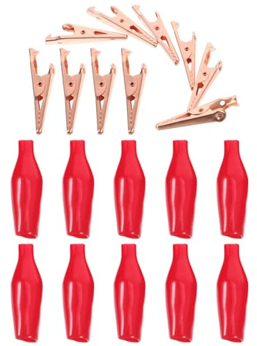 MAGICLULU Kit 10 Pezzi Morsetti Coccodrillo Elettrici in Rame con Rivestimento Isolante, Leggeri e Conduttivi, per Test Cavi Elettrici e Applicazioni Industriali