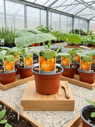 Hokkaido Kürbis Pflanzen 2er-Set – Robuste, ertragreiche Kürbispflanzen für Garten & Hochbeet – Premium Gemüsejungpflanzen in Gärtnerqualität, essbare Schale