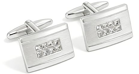 Mr.Van Gemelli da Uomo con Cristallo Argento per Camicia Commercio Cufflinks