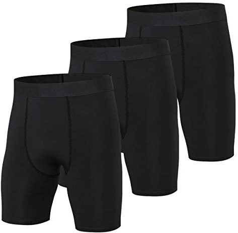 Niksa 3 Pack Mens Compression Shorts Gym Running Sports Underwear Base Layer Shorts Sports Undershorts Quick-Drying Fabric Men’s Workout Shorts with Compression Fit Black XXL