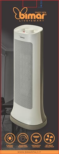 Bimar, HP120, Termoventilador Cerámico con Wi-Fi y App, Electrónico, Silencioso, Bajos Consumos, Potente, 6 Funciones de Temperatura, Calefactor Electrónico Eco