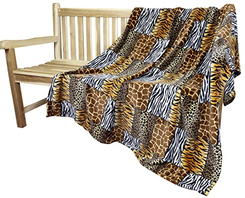 Trendyshop365 Kuscheldecke Africa Animal 150x200cm Tierfell Wohndecke XL Qualität 300g/qm Zebra Giraffe Leopard (1 Stück)