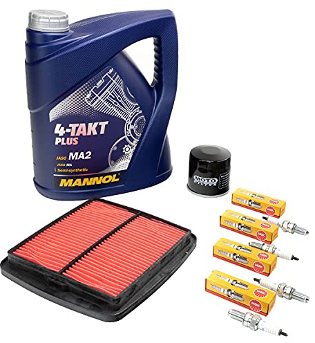 Wartungspaket Öl 4L + Luftfilter + Ölfilter + Zündkerzen für Suzu ki GSF 600 Bandit GSF600 GN77B Baujahr 1995-1999