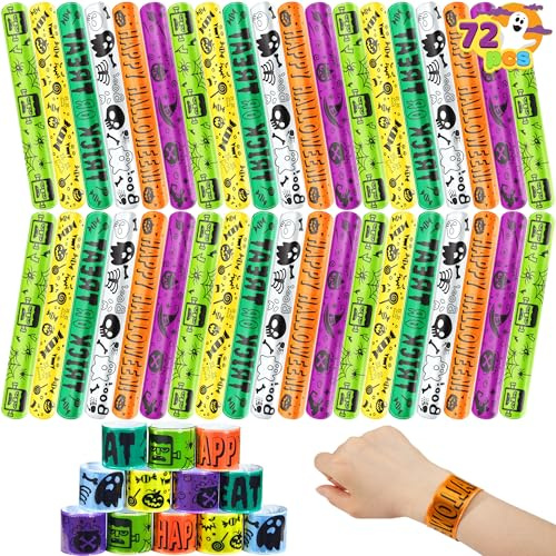 JOYIN 72 Schnapparmband Kinder Klatscharmband Halloween Slap Armband Mitgebsel Kindergeburtstag Junge Mädchen Mitbringsel Schnapparmbänder Set Give Aways Klapparmband Slap Bands Bracelets