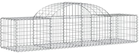 vidaXL Arched Gabion Baskets - 30 pcs Galvanised Iron Retaining Wall/Stone Cage for Garden, Patio, Outdoor Barrier - 200x50x40/60 cm - Silver