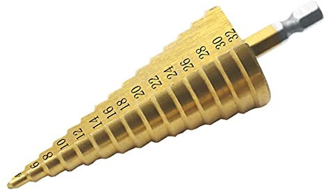 Brocas de Corte Acero HSS Cono Escalonado Grande Broca de Metal recubierta de Titanio Juego de Herramientas de Corte Cortador de Agujeros 4-12/20/32 mm (Color : 1pc 4 20mm) (1pc 4 32mm)