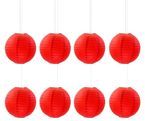 Vastsea 8 Pezzi Palla di Carta Lanterna, Lanterna di Carta Rosso, Decorazione Lanterna, Applica a per Decorazione di Matrimonio, Casa, Natale, Feste Ecc(Rosso, 11,8 pollici)