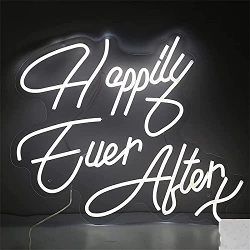 Happily Ever After Neon Letrero Led Luz de modelado con letras luminosas Placa acrílica Luz decorativa de neón, 40X35cm