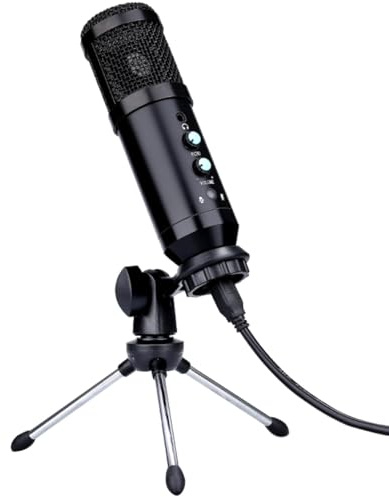 Toyvian 1set Microfono Condensatore Da Tavolo Usb Per Gaming Completo Con Supporto e Controllo Volume Per Streaming e Karaoke Design Stabile e Materiali Resistenti