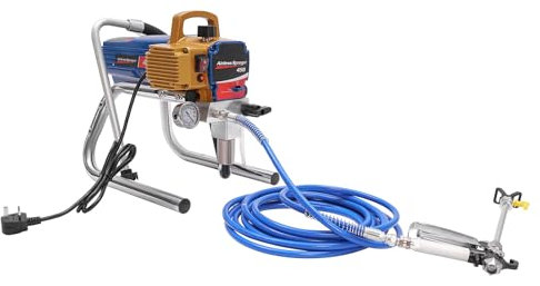 Airless Paint Sprayer Sprayer for Home Exterior House Interior Diy Painting Projects 220v Powerful on Wheels Large Household Projects Blue Metal Adjustable Spray Pressure
