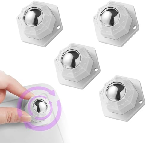 4 Stück Kugelrollen Schwerlast Set 200kg Tragfähigkeit, Universal 360° Rollen für Möbel, Möbelrollen Klein, Küchenutensilien, Elektrogeräte & Aufbewahrungsboxen (ABS-Material, Weiß)