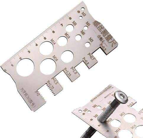 LZYWOD Stainless Steel Thread Gauge SAE & Metric, Bolt Measuring Tool with Anti-Slip Design, High-Precision Screw Size & Drill Bit Gauge for Fastener Sizing for Professionals & DIY