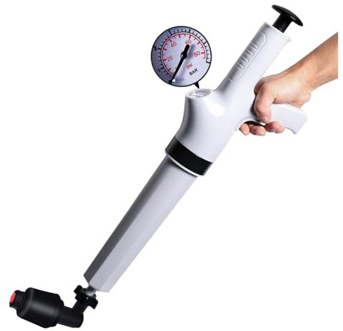 Qcesorib Pompe Déboucheur Canalisation avec Manomètre Visuel, Pompe de Toilette Piston avec 4 Différentes Ventouses, Déboucheur WC, pour Déboucher Les Toilettes, Baignoire, Drain de Sol