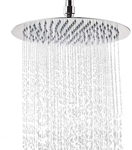 NearMoon Rain Shower Head, Ultra-Thin Design-Pressure Boosting, Awesome Some Experience, High Flow Stainless Steel Rainfall Head (12 Inch, Chrome Finish)