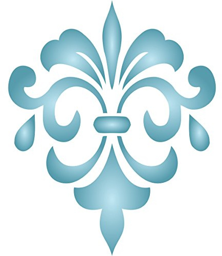 Fancy Fleur de Lis Schablone - 16.5 x 20.5cm - L – wiederverwendbar Iris Schwert Lilie Fleur de Lis Fleur-de-Lys-Wand Schablone